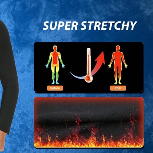 Molten Creek® Men's Thermal Underwear Set, Extra Warm Thermal, Top Bottom Long Johns Set, Vests & Trousers for Winter, Soft & Breathable (Black- Full Sleeve Set, S) — view 4