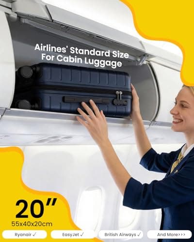 Shavont 20 Inch Cabin Suitcase 55x40x20cm Carry on Hardshell Luggage(Navy) — view 3