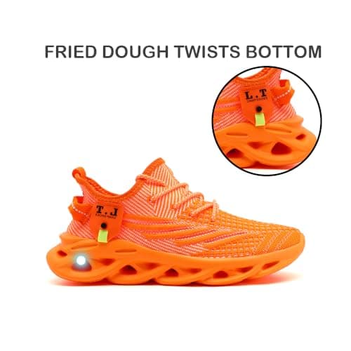VGPSFN Mens Trainers Running Walking Shoes Sport Outdoor Casual Tennis Gym Hiking Shoes Lightweight Comfortable Fitness Sneakers for Men Fashion Work Athletic Jogging Orange UK 10.0 — view 3