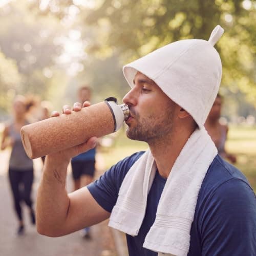 Skybooly 34 oz Sauna Water Bottle with Sauna Hat,White — view 6