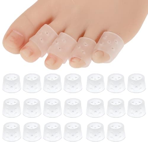 10Pairs Silicone Toe Sleeves Protectors Breathable Toe Covers Caps Pinky Toes Protector Soft Toes Tubes Pads Corn Cushions for Women Men Pain Relief, Calluses, Blisters, Bunion, Hammertoe