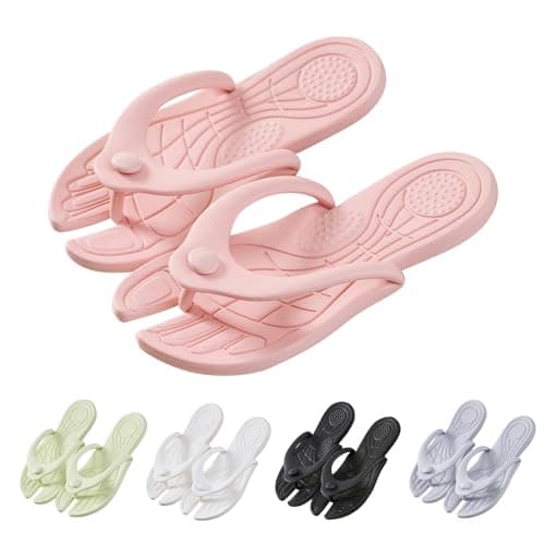 Summer Slippers Women,Foldable Flip Flops Womens Travel Shower Bathroom Shoes Lightweight Folding Slides Sandals Portable Hotel Spa Indoor Pool Slipper Waterproof Quick Drying Beach Slippers Pink