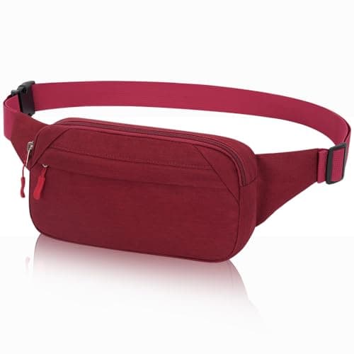 Bumbag Waterproof Bum Bag Waist Fanny Pack Running Belt for Men Women Unisex Bum Bag with Adjustable Belt for Outdoors Workout Hiking Gifts for Ladies Boys (Red) — view 2