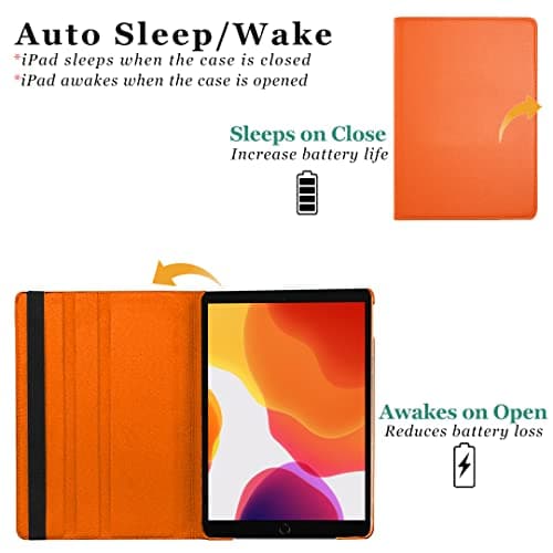 DV 360 Degree PU Leather Rotating Stand Swivel Case for iPad Mini 5 (A2126 / A2124 / A2133 / A2125), iPad Mini 4 (A1538 / A1550), Folio Cover, Hardback and Shockproof (Orange) — view 3