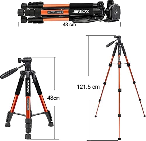 Zomei Q111 Travel Camera Tripod Lightweight with3 Way Fluid Panhead(Orange) — view 3