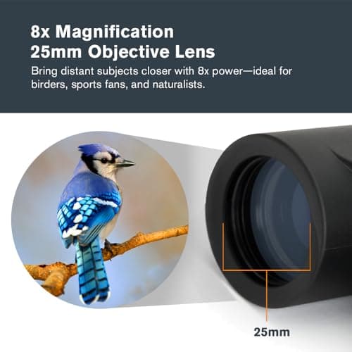 Celestron 71340 Outland X 8x25 Compact Roof Prism Binoculars, Black — view 3