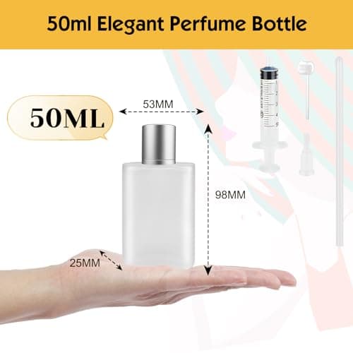 Bohoray 50ml Empty Glass Perfume Atomiser, Clear Glass Atomiser Spray Bottles, Refillable Spray Perfume Bottles Fine Mist Cosmetic Container for Travel (Grey Cover) — view 2