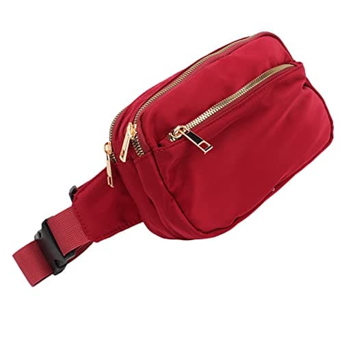 Fashionable Large Capacity Oxford Waist Bag, Hip Bum Chest Bag for Men and Women, Multi Pocket Running Hiking Travel Workout Pack (Burgundy) — view 3