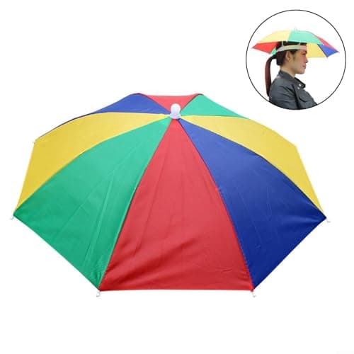 Folding Umbrella Hat for Outdoors, Waterproof Sun and Rain Hat for Fishing Hiking Gardening, Compact Travel Hands- Protection, Camouflage (C) — view 5