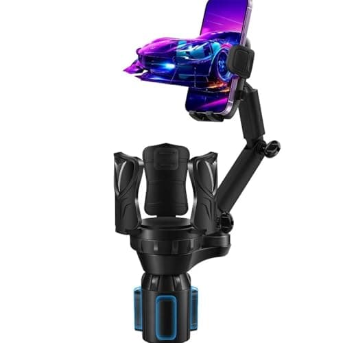 3-in-1 Car Cup Holder Expander with Adjustable Phone Mount – Universal Spill-Proof Bottle Holder & 360° Rotating Phone Stand for Large Drinks and Smartphones up to 4.1 Inches