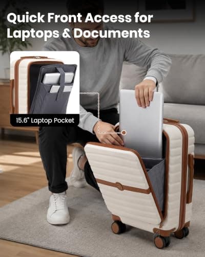 Kono Cabin Suitcase with Laptop Compartment 21 Inch ABS+PC Carry On Luggage — view 2