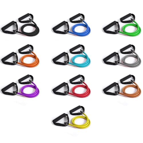 Resistance Band Toner Tube with Foam Handles for Men & Women | Gym Equipment Fitness & Exercise for Strength Training, Yoga, Pilates & Home Workout (Black, 85lbs - Beyond Extra Heavy) — view 2