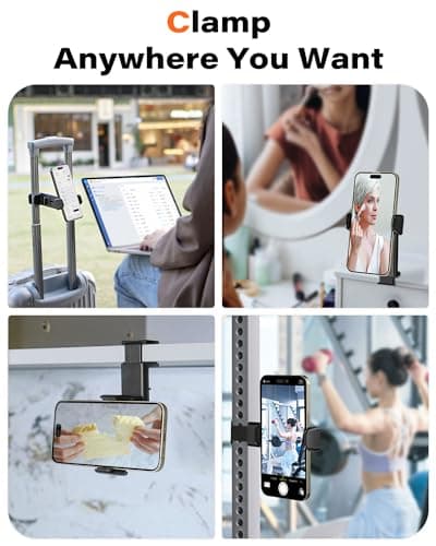 APPS2Car Phone Holder,Airplane Mount & Clamp Mount - [Ultra Stable] Adjustable, Portable,360°Silent Rotation,Fits iPhone 17-14,Samsung,For Travel,Kitchen,Office — view 5