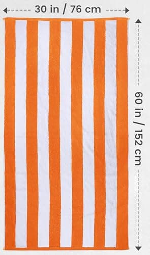 Utopia Towels Cabana Beach Towels 76x152cm, 4 Pack, Cotton, Striped, Orange — view 2