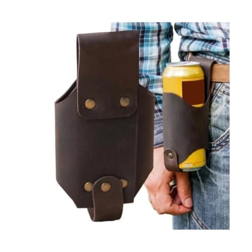 PU Leather Beer Holster Bottle Holders 2PCS Beer Holster Belt PU Leather Bottle Belts Cool Accessories Drink Waist Bag Holder For Outdoor Picnic