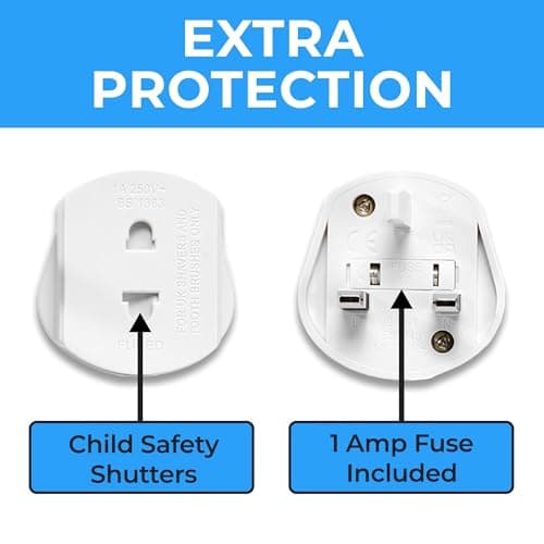 Double Dragon 2-Pack UK Electric Toothbrush & Shaver Plug Adapter | 2-Pin to 3-Pin Bathroom Converter | Supports UK EU Round & US Flat 2-Pin Plugs | 1A Fused | Compatible with Oral-B, Braun, Philips — view 5