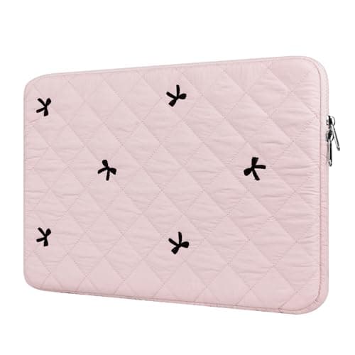 BAAGOAZ 13-14 Inch Laptop Sleeve MacBook Case with Embroidered Bows, Pink