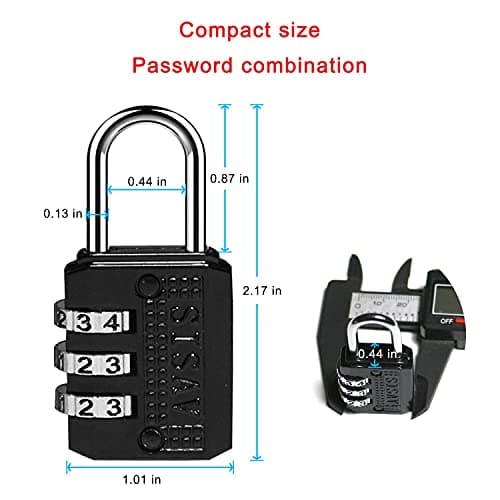 SISAV 3 Digit Combination Lock,Gym Padlock,Outdoor Padlock,Suitable for School Lockers,Tool Boxes,Travel Backpack,Hasp(Black 5pack) — view 2