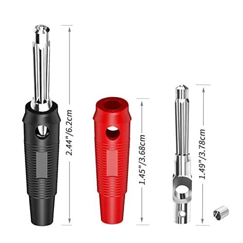 Cleqee 4mm Banana Plugs Stackable Screw Type Solderless 10PCS Red&Black — view 6
