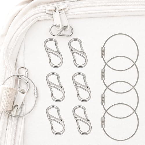 6 Pcs Anti Theft Zipper Clips Travel Set, Zipper Locks with Extendable Wire Keychain Cable for Backpacks, Crossbody Bags and Double/Single Zippers, Silver
