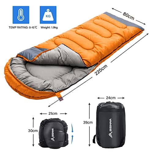 BISINNA Sleeping Bag with Pillow - 4 Season Lightweight Waterproof Warm Sleeping Bag with a compression sack for Adults, Women, Men's Outdoors Camping, Hiking — view 2