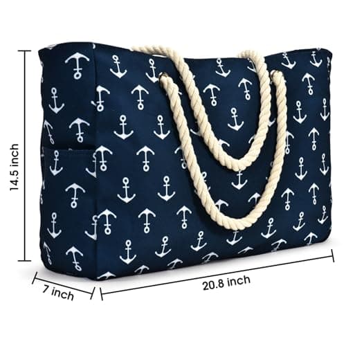 oscaurt Waterproof Beach Bag Large Beach Tote Bag with zip Travel Essential for Swimming Shopping Gym Vacation Lightweight Shoulder Handbags Carryall — view 6