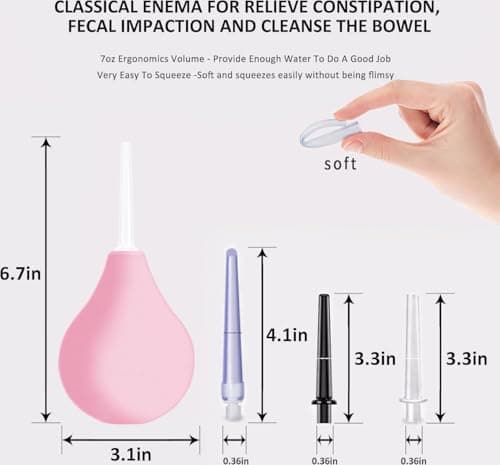 Anal Douche Enema Kit - 224ml Enema Bulb with 3 Replaceable Nozzles, Douche Bulb Douches for Men Women, Shower Douche Enemas at Home Kit for Personal Hygiene & Travel — view 5