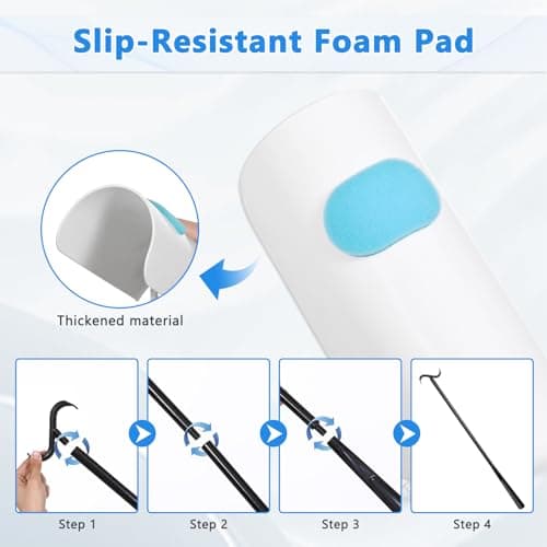 Fanwer Sock Assist &Dressing Pole – Easy to Use Sock Helper with Foam Handles, Improved Design vs. Three-Finger Stocking Slider – Assist for Elderly, Disabled, Pregnant & Diabetics（White） — view 3