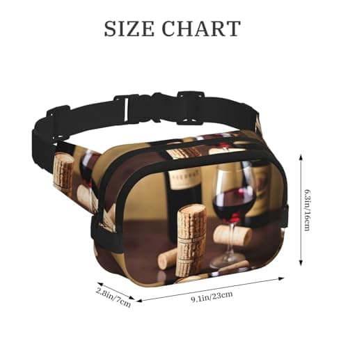 Wine cork print Womens Fanny Pack Everyday Hip Pouch Waist Bag for Travel Outdoor Running Hunting for Adult, Black, One Size — view 3