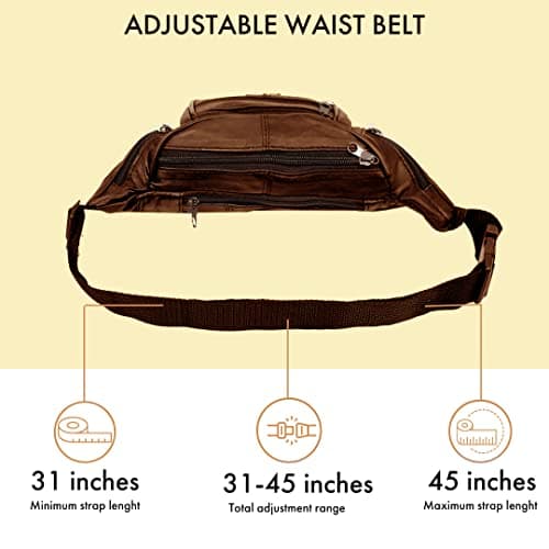 Woodland Leathers Genuine Leather Bum Bag Belt Bag for Women and Men, Brown — view 6