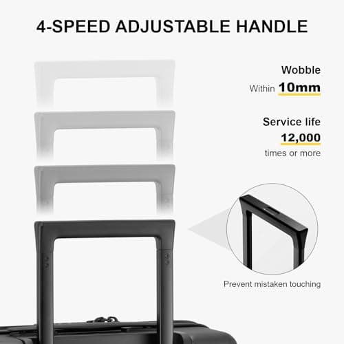 LEVEL8 Carry on Luggage Lightweight Suitcase with Wheels 100% PC Trolley Case Micro-Diamond Textured Design, TSA Approved Hard Shell(55cm, 40L,Dark Grey) — view 6