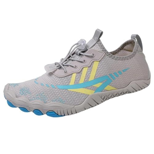 Generisch Women's Outdoor Trainers, Water Shoes for Hiking, Walking, Cycling, Non-Slip, Breathable, Quick-Drying, Comfortable with Elastic Quick Release, gray, 12 UK