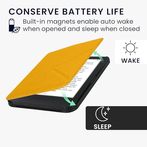 kwmobile Cover for Kobo Clara BW/Colour Case - Slim PU Leather eReader Cover with Stand and auto sleep funktion - Radiant Yellow — view 3