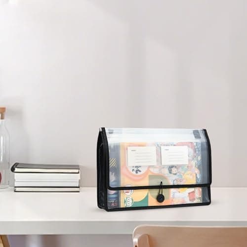HRLORK 3 Pack File Folder A4 Document Folder Expanding File Organiser with Elastic Closure Portable Plastic Document Pockets for School Office Home- Black — view 6