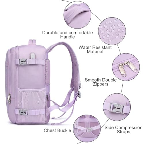 Ryanair Cabin Bag 40x20x25 Underseat 20L Small Travel Bag for Women, Purple — view 6