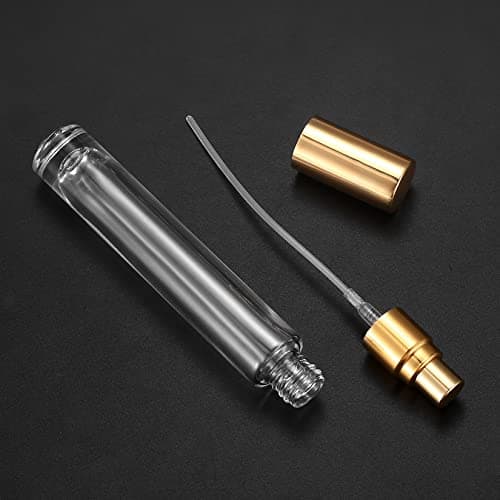 4 Pcs 10ml Portable Travel Perfume Atomiser Refillable Perfume Bottle Spray Bottles, Small Glass Aftershave Travel Bottle Atomizer Dispenser for Women Men Pocket Handbag, with 4 Drippers(Gold) — view 3