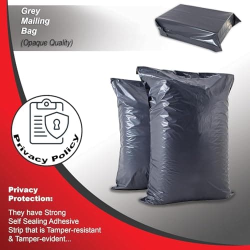 JeeJaan® 5 Pcs of Large Grey Postage Bags 24" x 36" - 610 x 914 mm Grey Parcel Bags Extra Strong Polythene Mail Envelopes for Packaging Parcel Self Seal Poly Mailer Ideal for Shipping Purpose — view 5