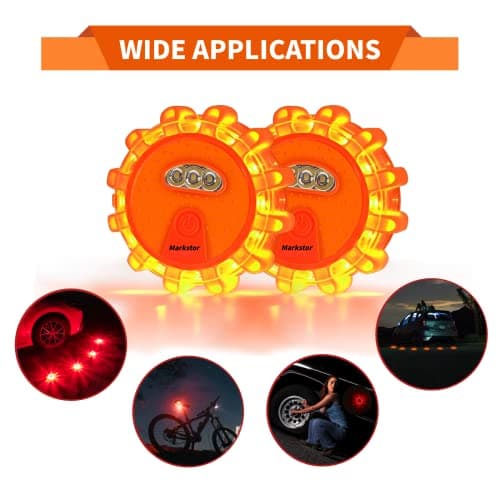 Markstor 6-Pack LED Road Flare Car Emergency Kit,Magnetic Base & Hook Road Flares Safety Light with 9 Flashing Modes,Roadside Flares Emergency Lights for Vehicles (6 Pack) — view 5