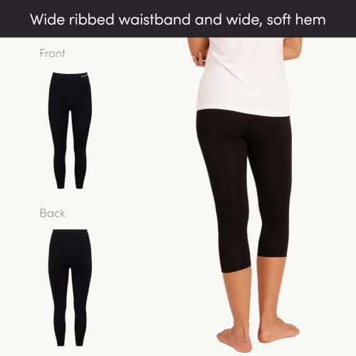 Boody Women's Base Layer 3/4 Leggings | Organic Bamboo Womens Loungewear | Seamless Activewear for Women Black — view 5