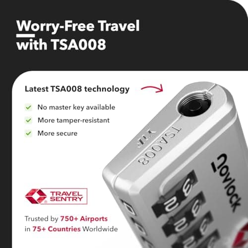 NovLock Suitcase Locks, TSA Approved Luggage Locks, 4-Digit Travel Padlocks — view 6