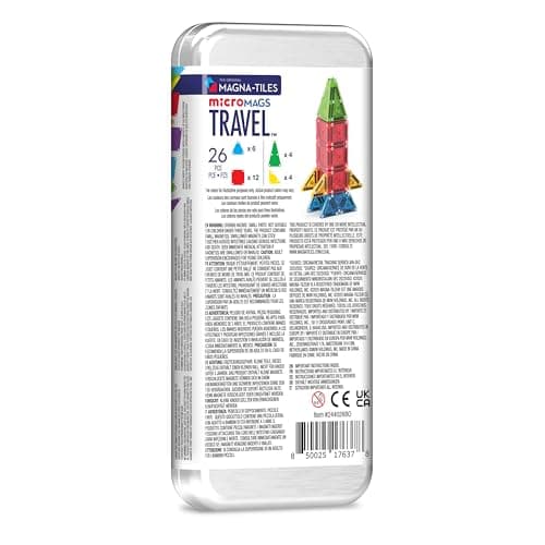 Magna-Tiles microMAGS 26-Piece Travel Magnetic Construction Set – Bold Colors, The Original Magnetic Building Brand — view 3