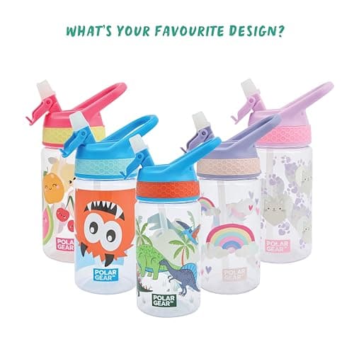 Polar Gear 430ml Kids Bottle with Easy Open Flip Cap - BPA Free, Spill-Proof Soft Spout, Secure Screw Cap Closure, Suitable for Ages 48 Months and Up - Dinosaur, Blue — view 3
