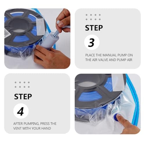 BESPORTBLE Vacuum Compression Storage Bags Set with Pump Nylon Carbon Fiber Reusable Space Saver Bags for 3D Printer Consumables Includes 1 Pump 2 Sealing Clips and 5 Desiccants for Dust — view 5