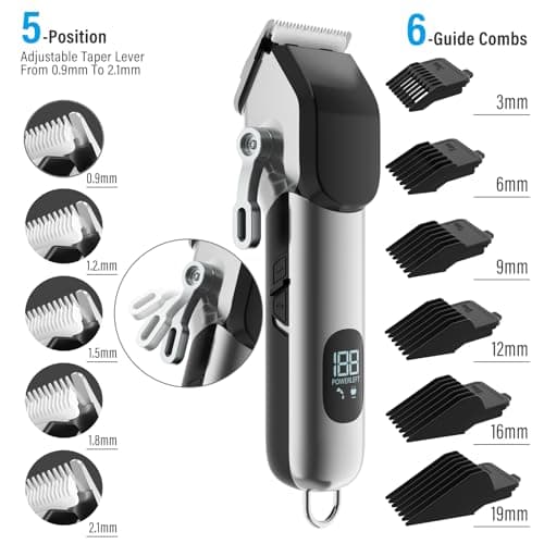 PKBD Hair Clippers Cordless, USB Rechargeable Beard Trimmer, Black — view 3