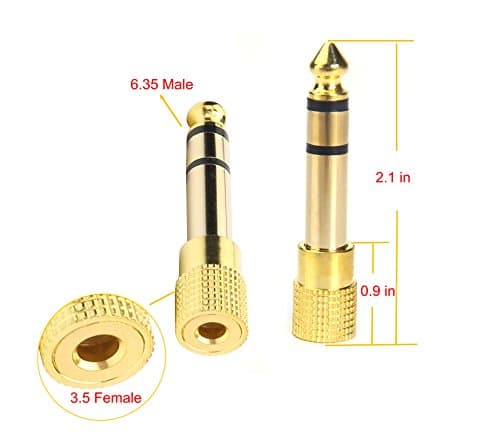 Devinal Professional 6.35mm 1/4 inch Plug to 3.5mm 1/8 inch Jack Gold Plated TRS AUX Stereo Audio Headphone Jack Adapter Converter Connector(2 Pack) — view 3