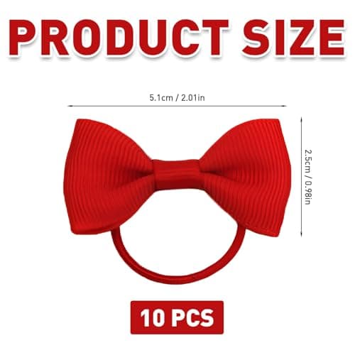10 Pcs Burgundy Bow Scrunchies, Soft Elastic Hair Ties for Girls & Toddlers, Bow Hair Bands for School, Party & Sports, Ponytail Holders — view 2