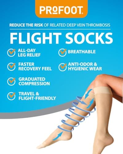 Profoot Flight Compression Socks, Clinically Proven Compression Socks for Travel, Reduces The Risk of Deep Vein Thrombosis (DVT), High Knee Supportive Socks For Flights — view 2