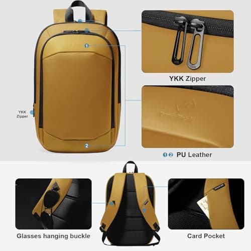 HEROIC KNIGHT Laptop Backpack, Anti Theft Travel Rucksack 17Inch-Yellow — view 5