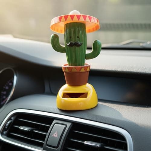 Car Dash Decorations - Solar Interactive Toys | Dancing Cactus Dashboard Figures Car Decor - for Kids Adults Driver RV Truck Sedan Auto Birthday Christmas Road Trip Travel — view 3