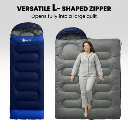Outsunny Sleeping Bag for Adults Compact Sleeping Bag 3 Seasons Navy Blue — view 5